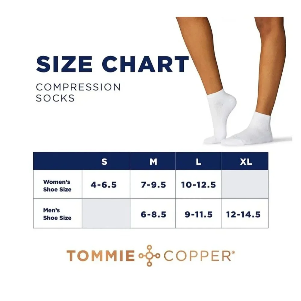 Tommie Copper Women's Set of 4 Ankle Compression Socks Basic - Medium 7-9.5 NEW